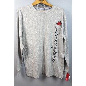 NWT Champion Mens Size Large Long Sleeve Cotton Pajama Sleep T-Shirt Gray Logo